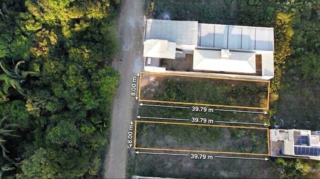Lotes no Loteamento Park Terravie, Vista aérea com a rua de acesso